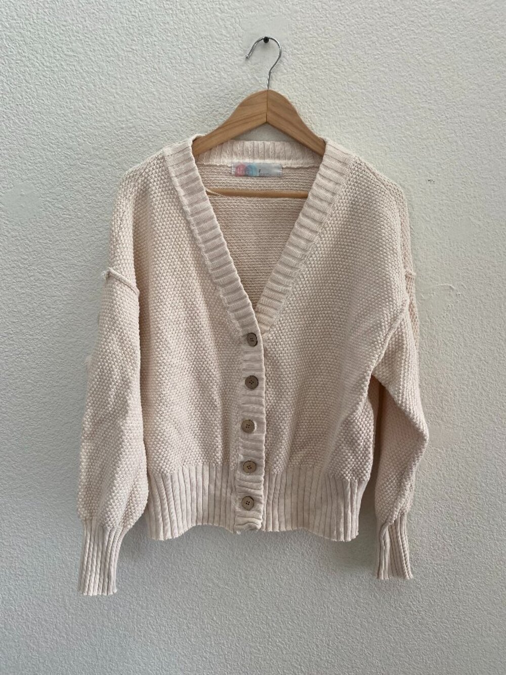 Free People Beach Hailee Cardigan Sweater Size Small OB1818301 Knit Chunky Cream